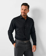 David Donahue- L/S Knit Button Up Shirt- Black