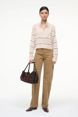 STAUD - Cropped Cashmere Hampton Sweater - Whisper Stripe