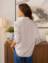 Frank & Eileen - Eileen Relaxed Button Up Shirt - Cream Vertical Stripe