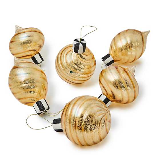 MacKenzie-Childs - Gold Mercury Glass Assorted Ornaments, Set of 6