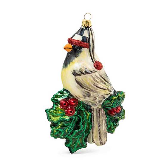 Mackenzie Childs - Snow Cardinal Glass Ornament