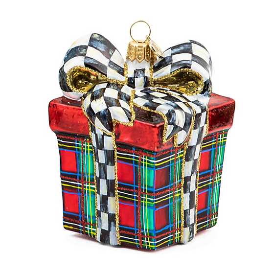 MacKenzie-Childs - Tartastic Gift Glass Ornament