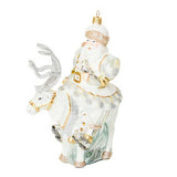 MacKenzie-Childs - Crystal Palace Santa on Reindeer Glass Ornament