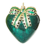 MacKenzie-Childs -Emerald Luxe Heart Glass Ornament