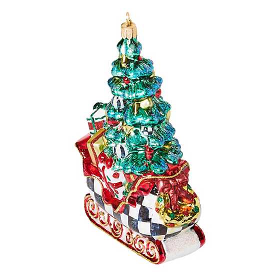 Mackenzie Childs - Courtly Tree Sleigh Glass Ornament