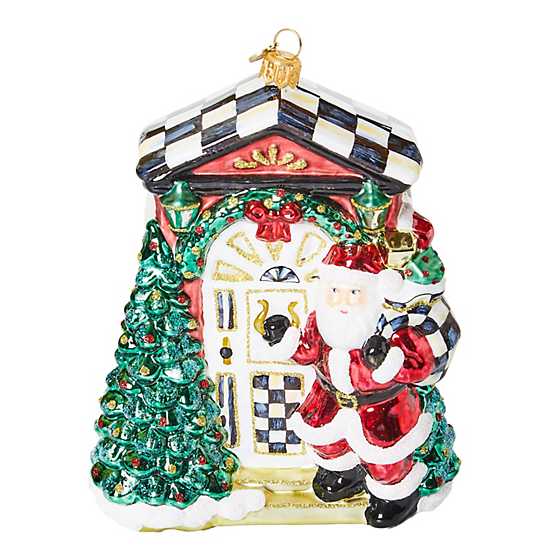 Mackenzie Childs -  Front Door Santa Glass Ornament