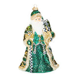 MacKenzie-Childs - Emerald Luxe Gifting Santa Glass Ornament