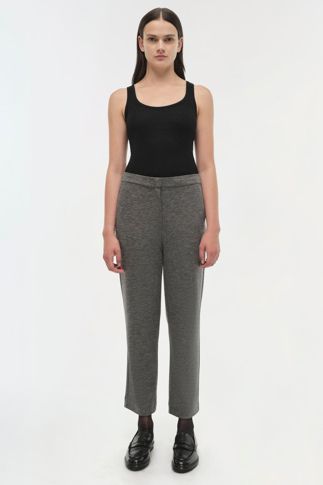 SIMKHAI - Hayley Cropped Straight Pant - Warm Gray