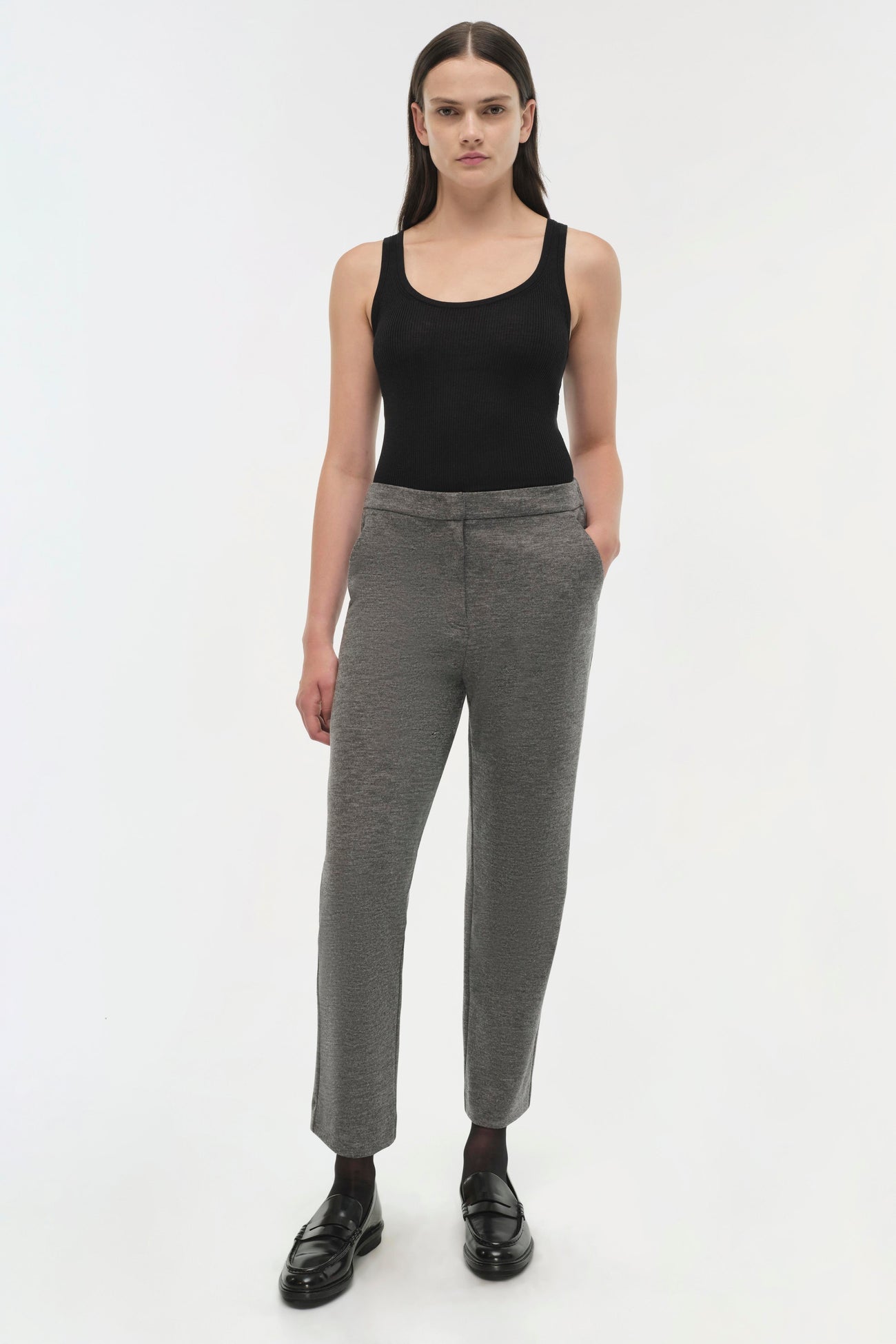 SIMKHAI - Hayley Cropped Straight Pant - Warm Gray