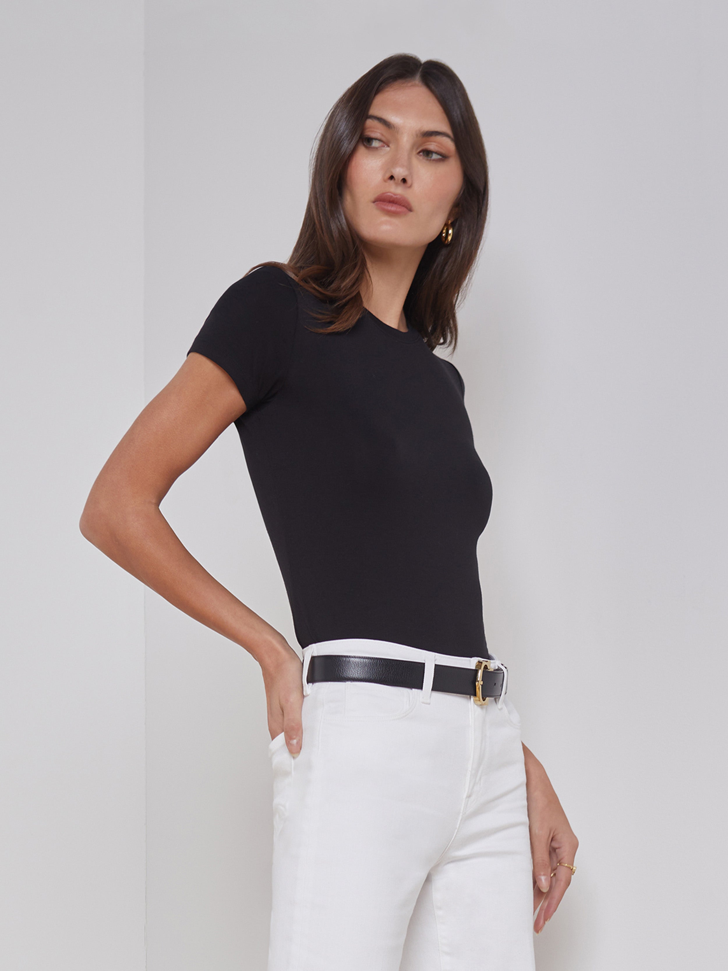 L'AGENCE - Ressi Short Sleeve Crewneck - Black