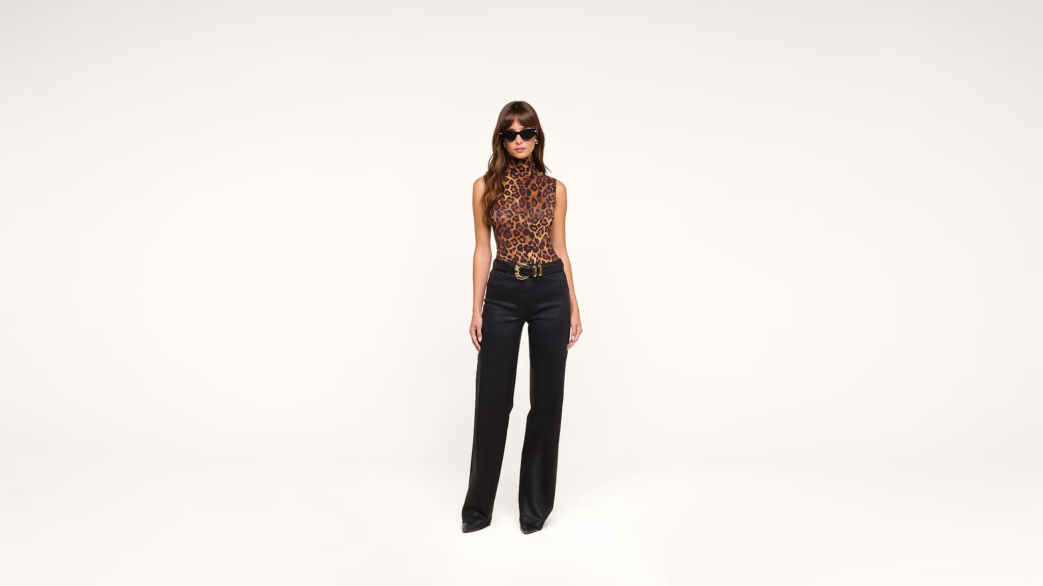L'AGENCE- Ceci Sleeveless Turtleneck Top- Leopard