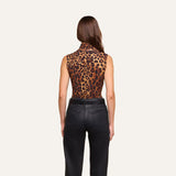 L'AGENCE- Ceci Sleeveless Turtleneck Top- Leopard