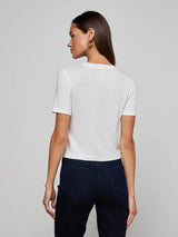 L'AGENCE Women's Stormy SS Crop T-Shirt in White