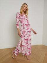 L Agence Cameron long shirt Dress white pink