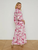 L Agence Cameron long shirt Dress white pink