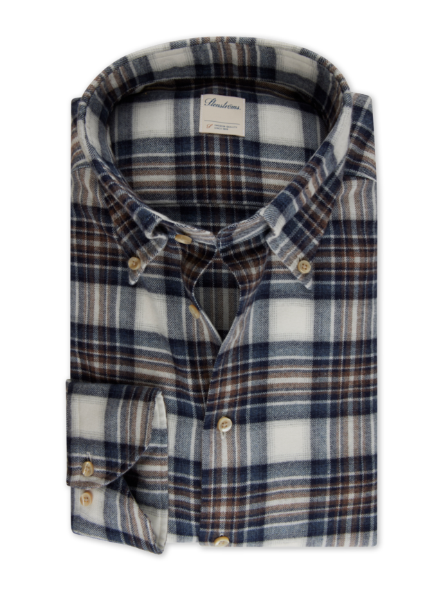 Stenstrom - Navy Checked Flannel Shirt