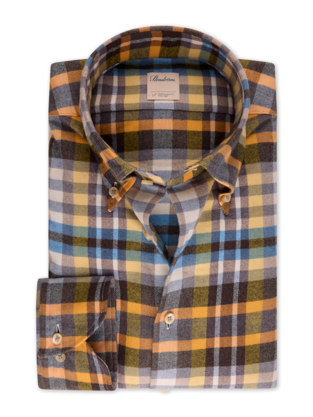 Stenstrom - Dark yellow Checked Flannel Shirt