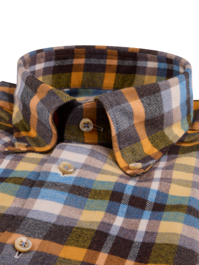 Stenstrom - Dark yellow Checked Flannel Shirt