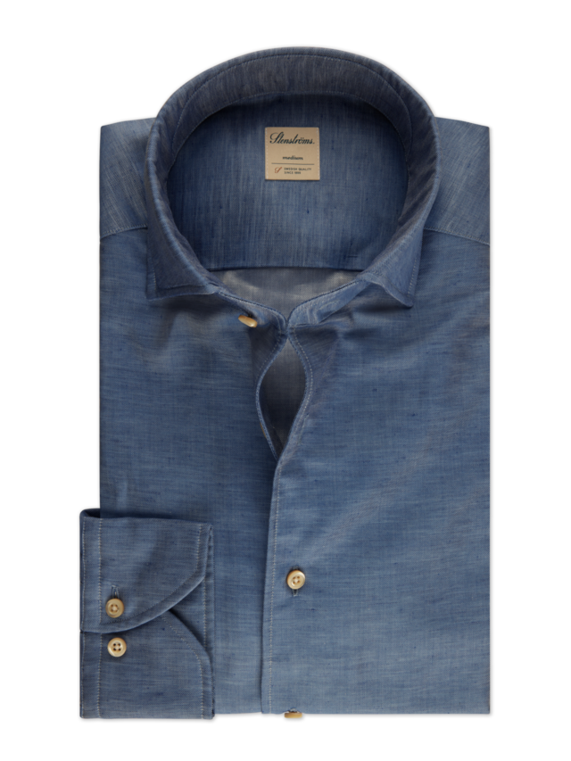 Stenstroms - Cotton/Linen Twill Shirt - Blue