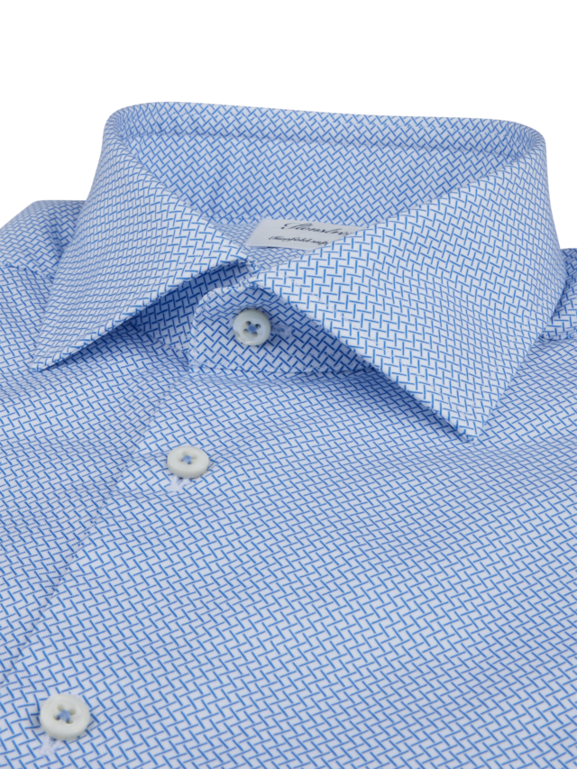 Stenstroms - Fitted Body Twill Shirt - Blue Pattern