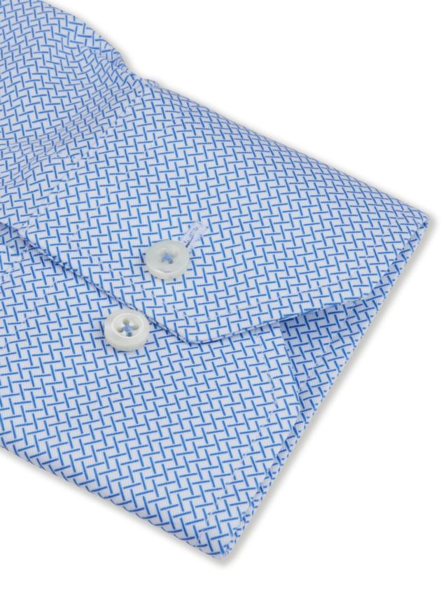 Stenstroms - Fitted Body Twill Shirt - Blue Pattern