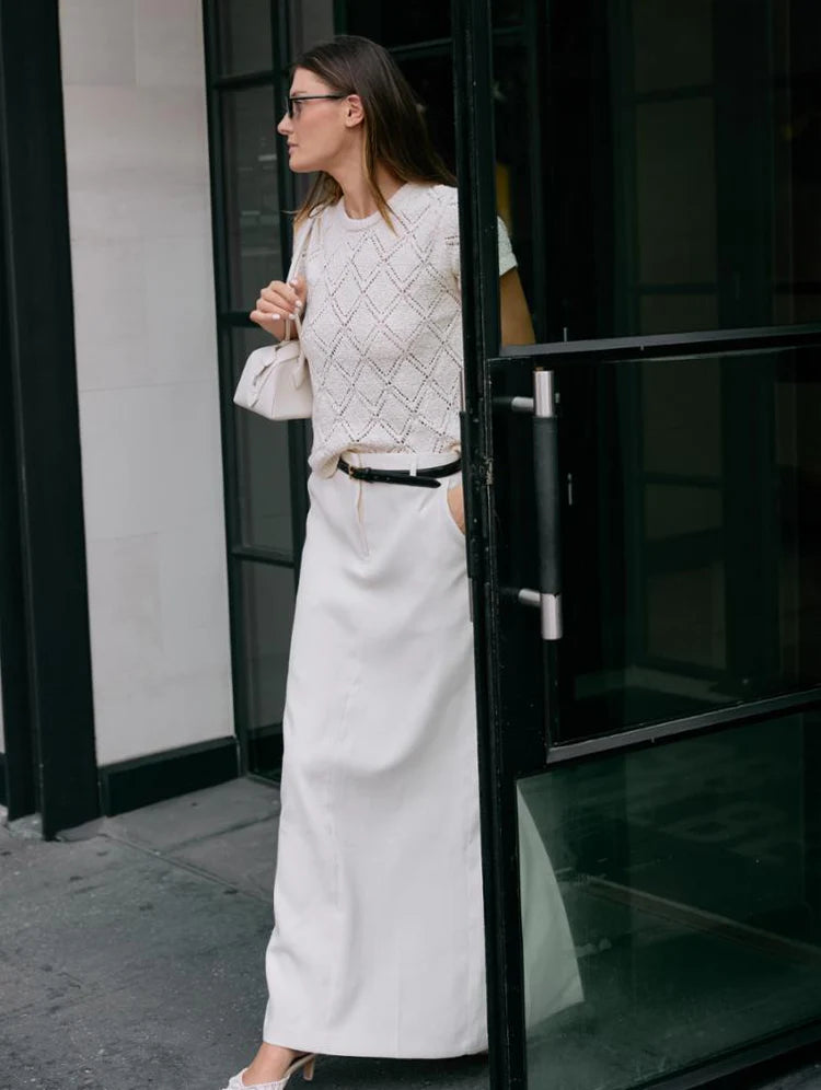White & Warren Cotton Pointelle Top in Ivory