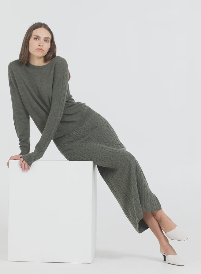 One Grey Day - Jane Cable Pullover - Fir