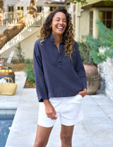 Frank & Eileen Gabi Popover Shirt in Navy