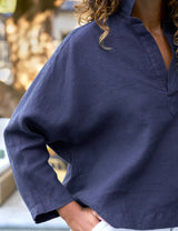 Frank & Eileen Gabi Popover Shirt in Navy
