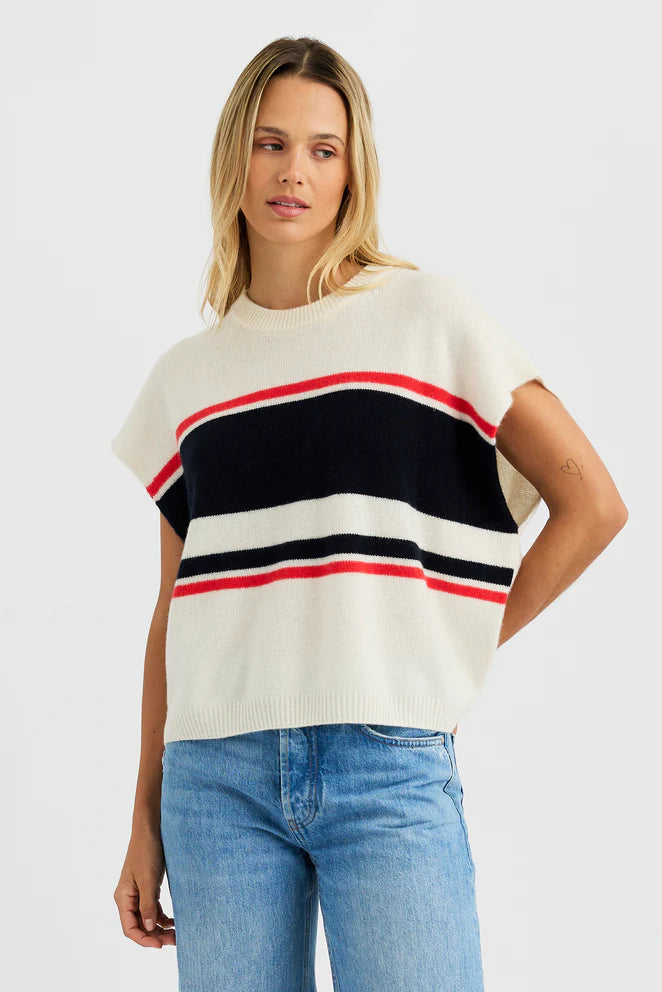 One Grey Day - Shelly Cashmere Tee - Ecru Combo