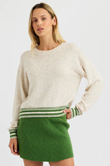 One Grey Day Carrie Crewneck in Salt Combo