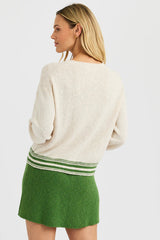 One Grey Day Carrie Crewneck in Salt Combo