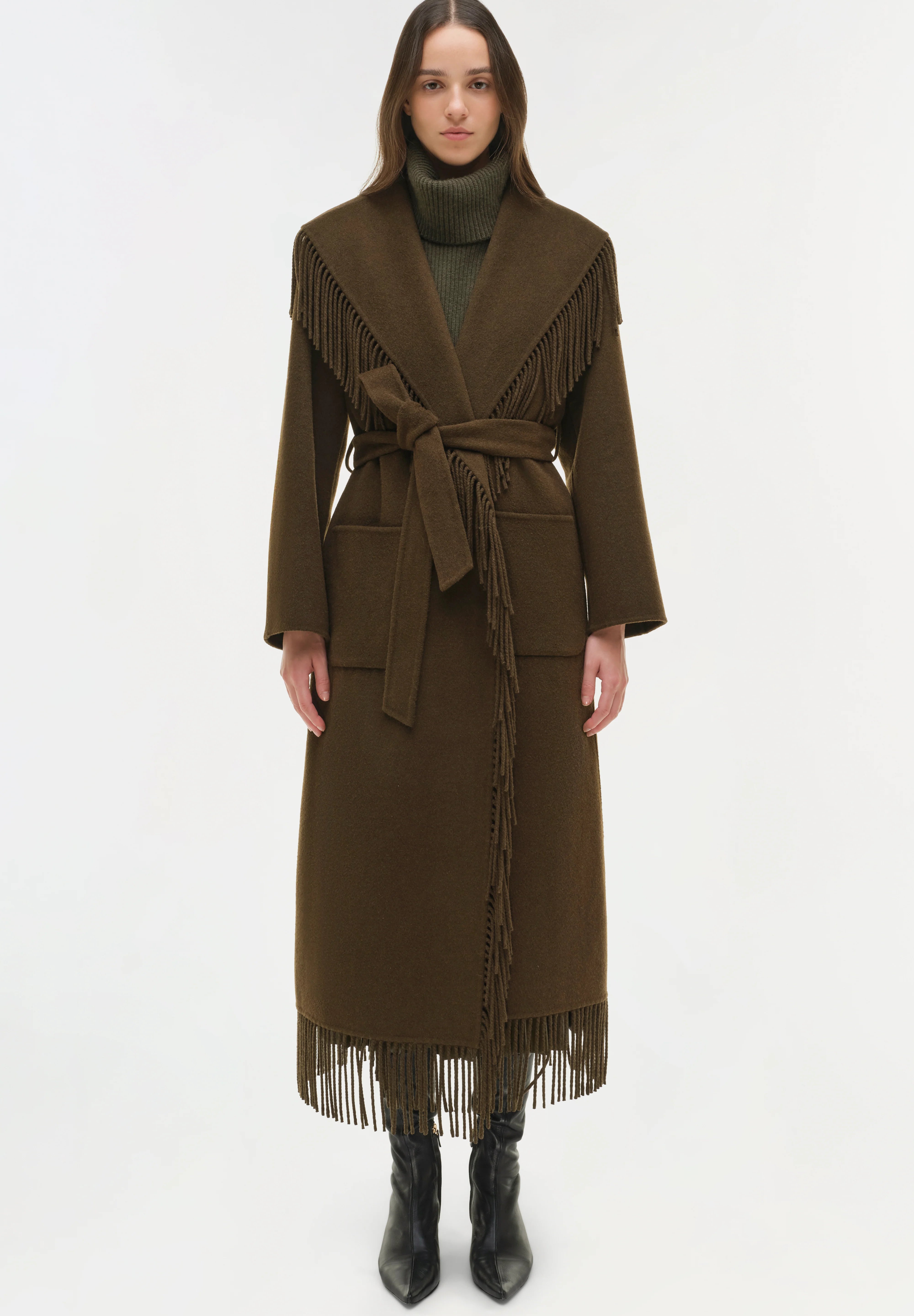SIMKHAI Carrie Fring Coat - Alligator