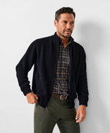David Donahue- Aviator Sweater Jacket- Navy
