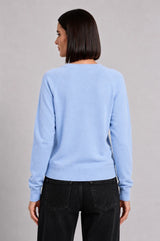 Minnie Rose- Cashmere LS Shrunken V  Neck- Nordic Sky