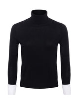 L'Agence - Flora Poplin Cuff Turtleneck  Sweater - Black/White