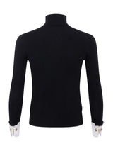 L'Agence - Flora Poplin Cuff Turtleneck  Sweater - Black/White