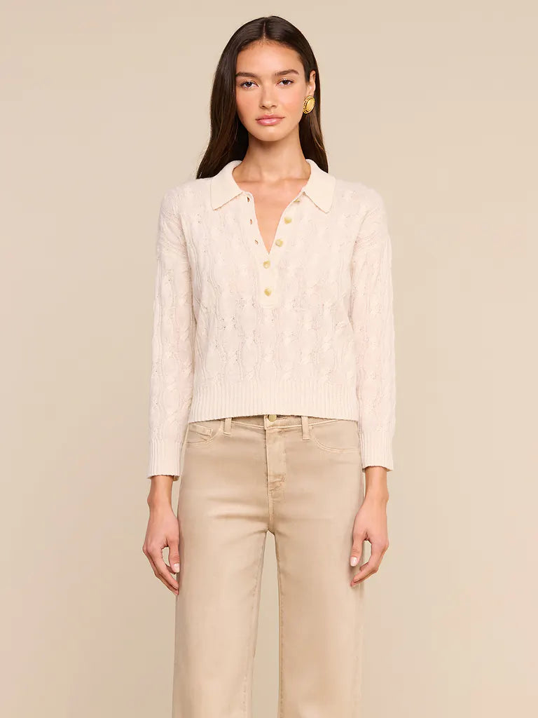 L'AGENCE- Airy 3/4 Sleeve Sweater- Ivory