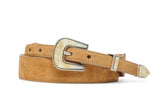 W. Kleinberg Nubuck Calf Belt with Asset Buckle Havanna Tan