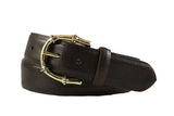 W. Kleinberg Pebbled Bison Belt in Chocolate