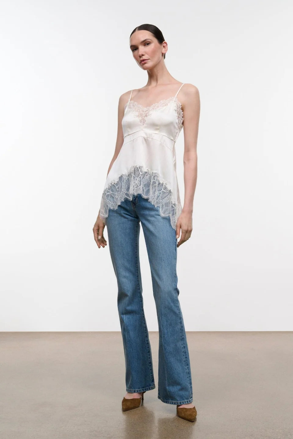 STAUD- Lina Silk Top- Ivory