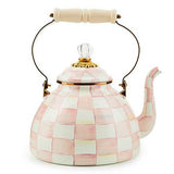 MacKenzie-Childs - Rosy Check 3 Quart Tea Kettle