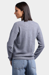 Minnie Rose- V Neck Cardigan- Grey Shadow