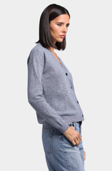 Minnie Rose- V Neck Cardigan- Grey Shadow