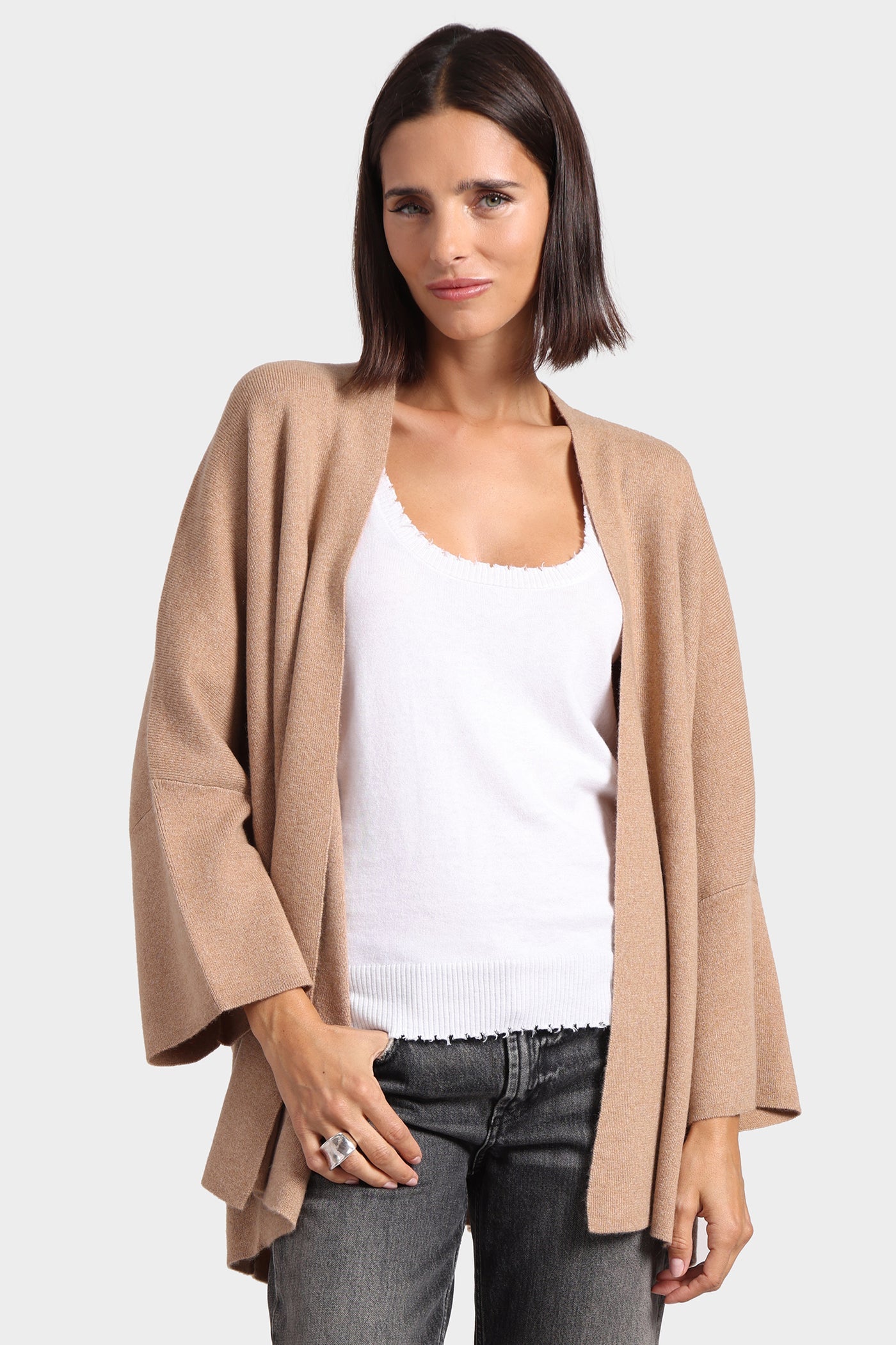 Minnie Rose - Cashmere Oversized Cardigan - Camel