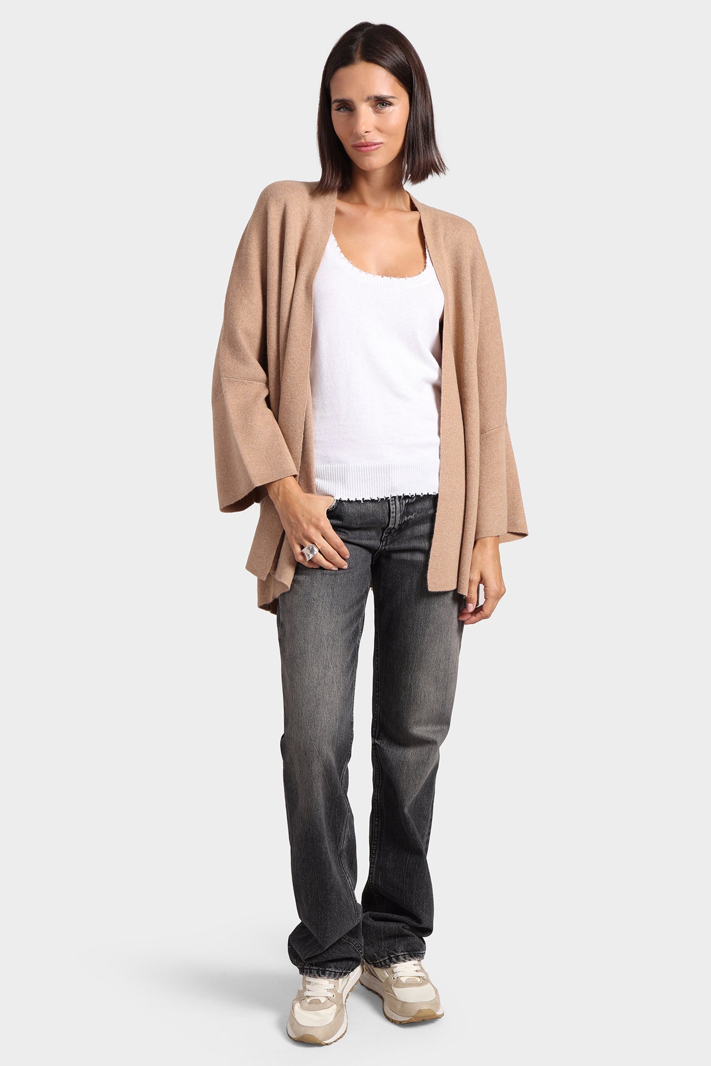 Minnie Rose - Cashmere Oversized Cardigan - Camel