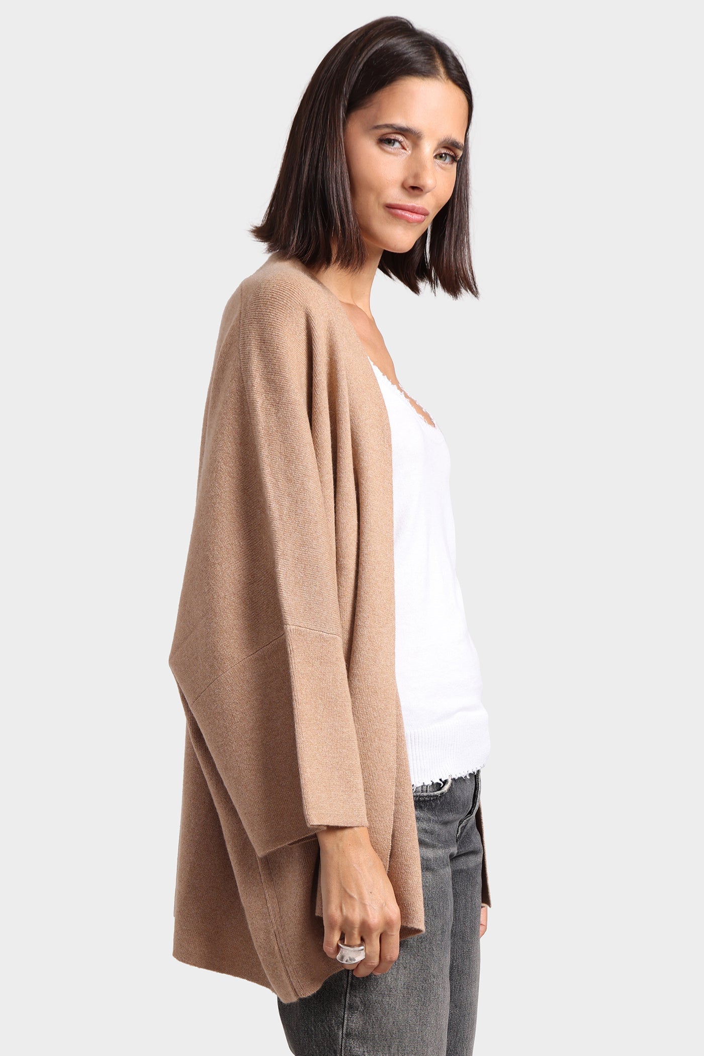 Minnie Rose - Cashmere Oversized Cardigan - Camel