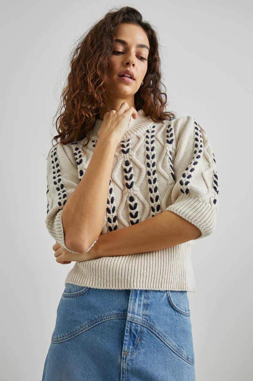 Rails - Addy Sweater - Oatmeal Navy Cables