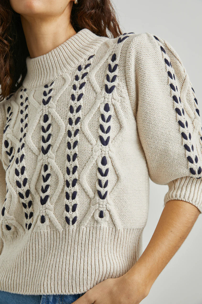 Rails - Addy Sweater - Oatmeal Navy Cables