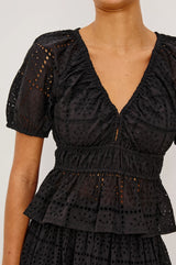 Rails - Argenta Top - Black Grid Embroidery